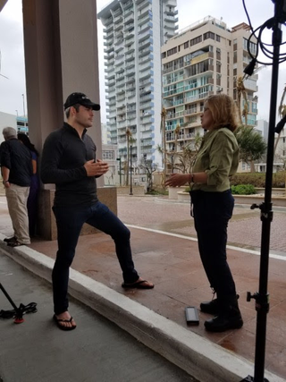 David Begnaud interviews San Juan Mayor Carmen Yulín in Puerto Rico. (Credit: Gilad Thaler, CBS)